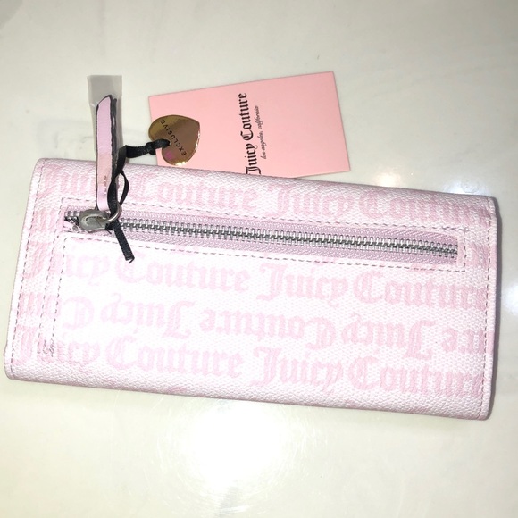 Juicy Couture Chiffon Pink Her Majesty Single Gusset Flap Clutch Wallet NWT - Picture 6 of 16